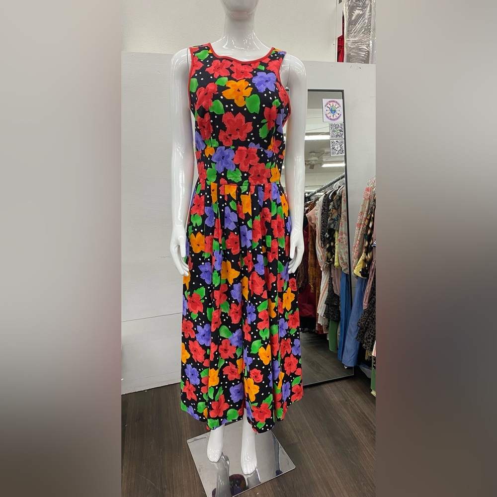 Pink and Orange Maxi Sundress with Scoop Neck